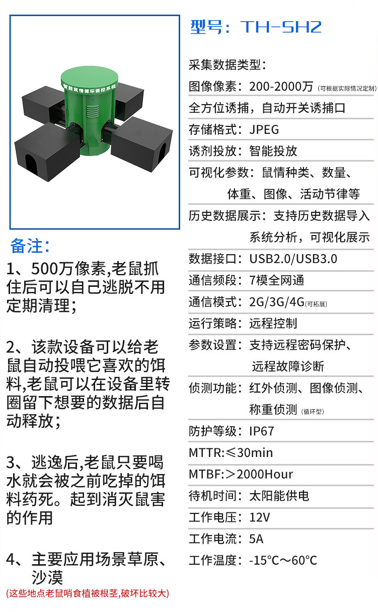 草原鼠害智能監(jiān)測設備技術參數(shù)
